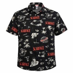Scarface Button Up Shirt Small Black Tony Montana All Over Print